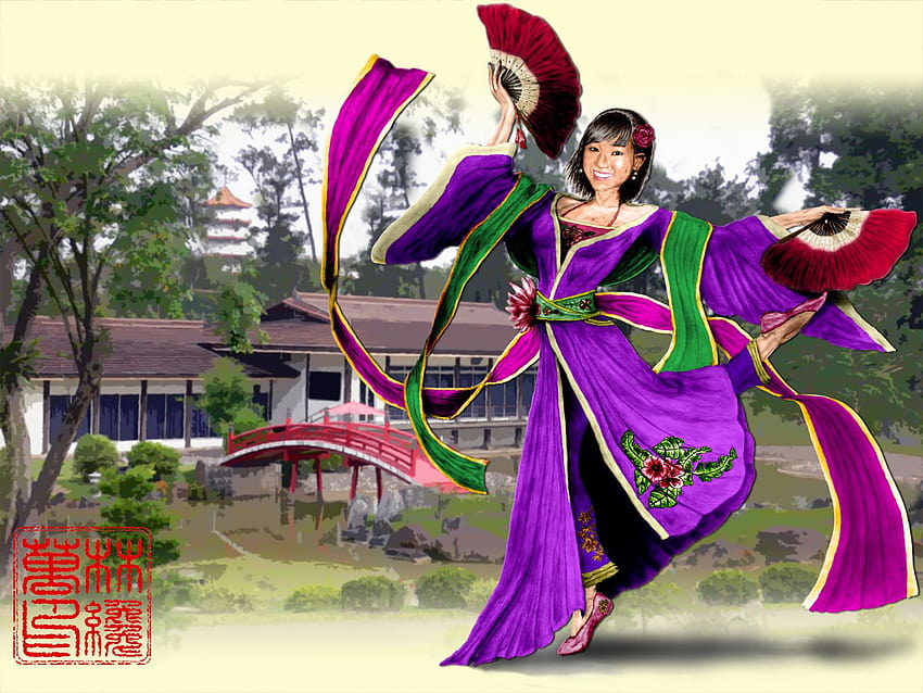 Penari Kipas, penari oriental Wallpaper HD
