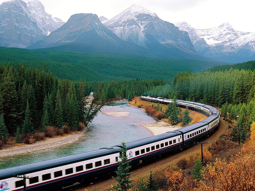 Excursión por ferrocarril Bow Valley Parque Nacional Banff Canadá, ferrocarril canadiense fondo de pantalla