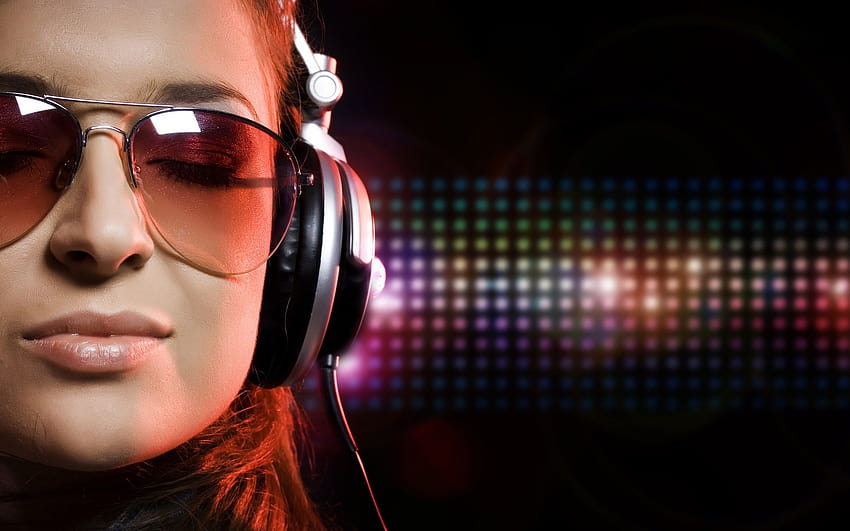 women, music, glasses, headphones girl ::, headphones women HD wallpaper