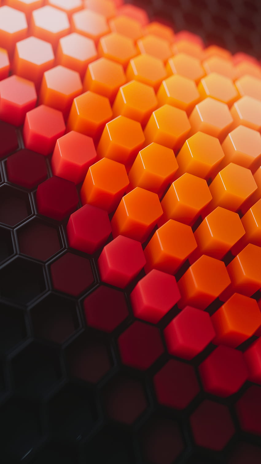 Hexagons , Patterns, Orange background, Orange blocks, Abstract, orange pattern HD phone wallpaper