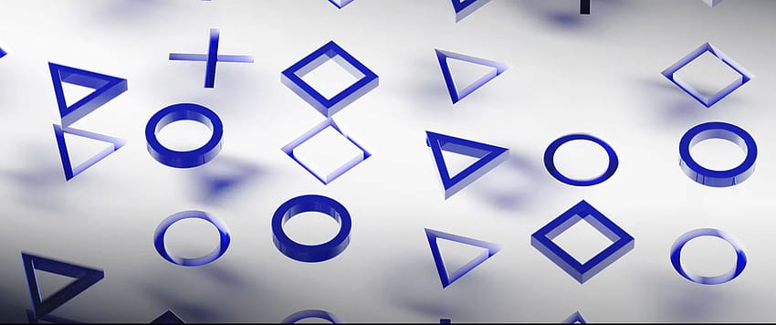 Conferência PS5 / Fifteen PlayStation 5 com símbolos de console, banner ps5 papel de parede HD
