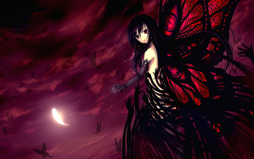 Kuroyukihime accel world, dark butterfly anime girl HD wallpaper