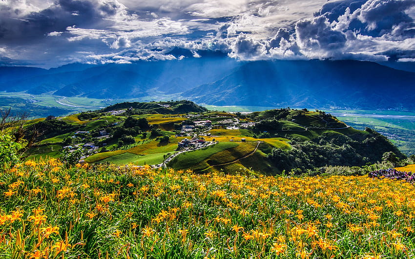 Taiwan China Fuli Hualien Nature Sky Hill 2880x1800, 786 mobile HD wallpaper