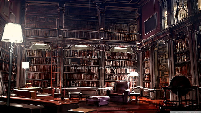 библиотека диван диван рафт книга лампа модерна, есенна библиотека HD тапет