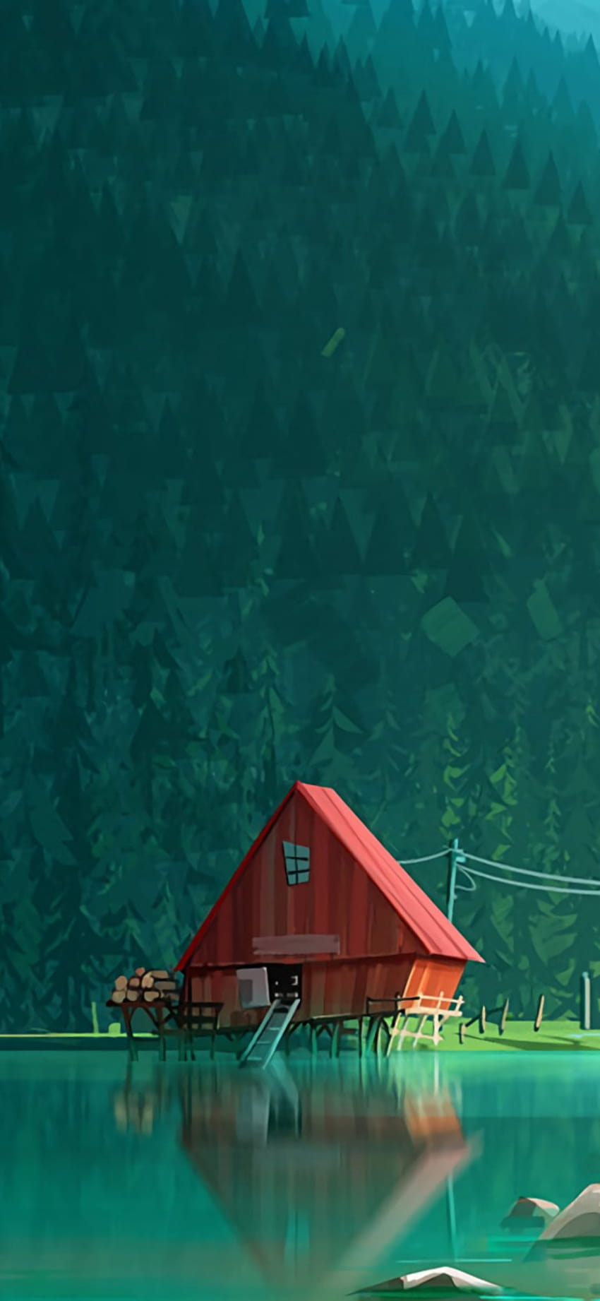 Lakeside Cabin Nature Landscape Samsung Galaxy HD phone wallpaper