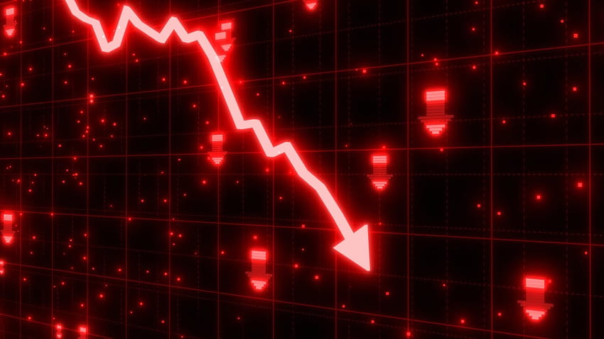 Stock Market Crash of Red Arrow Graph Going Down Into Recession 60fps Backgrounds, stock chart HD wallpaper
