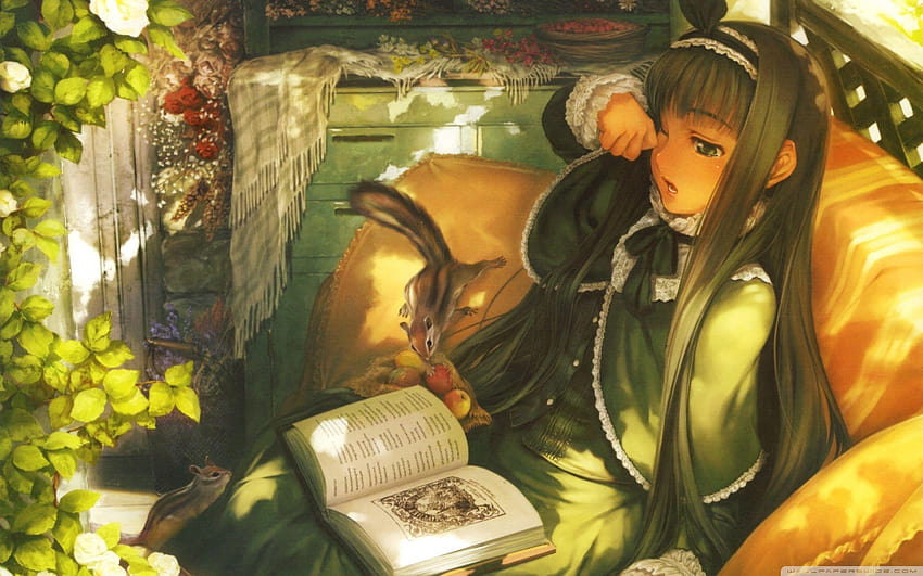 Anime Girl Reading ❤ for Ultra TV, girls reading books HD wallpaper