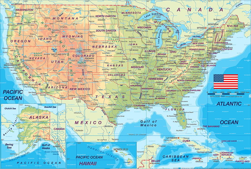 Karte der Vereinigten Staaten, Bevölkerungskarte HD-Hintergrundbild