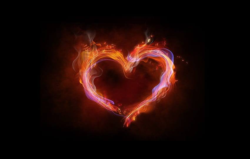 background, fire, heart, neon, colorful, fire, heart, pink, neon , section абстракции, neon fire HD wallpaper