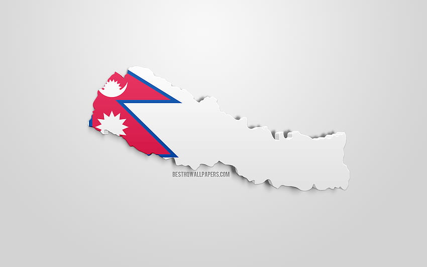 3d flag of Nepal, map silhouette of Nepal, 3d art, Nepal flag, Asia, Nepal, geography, Nepal 3d silhouette with resolution 2560x1600. High Quality, nepal map HD wallpaper