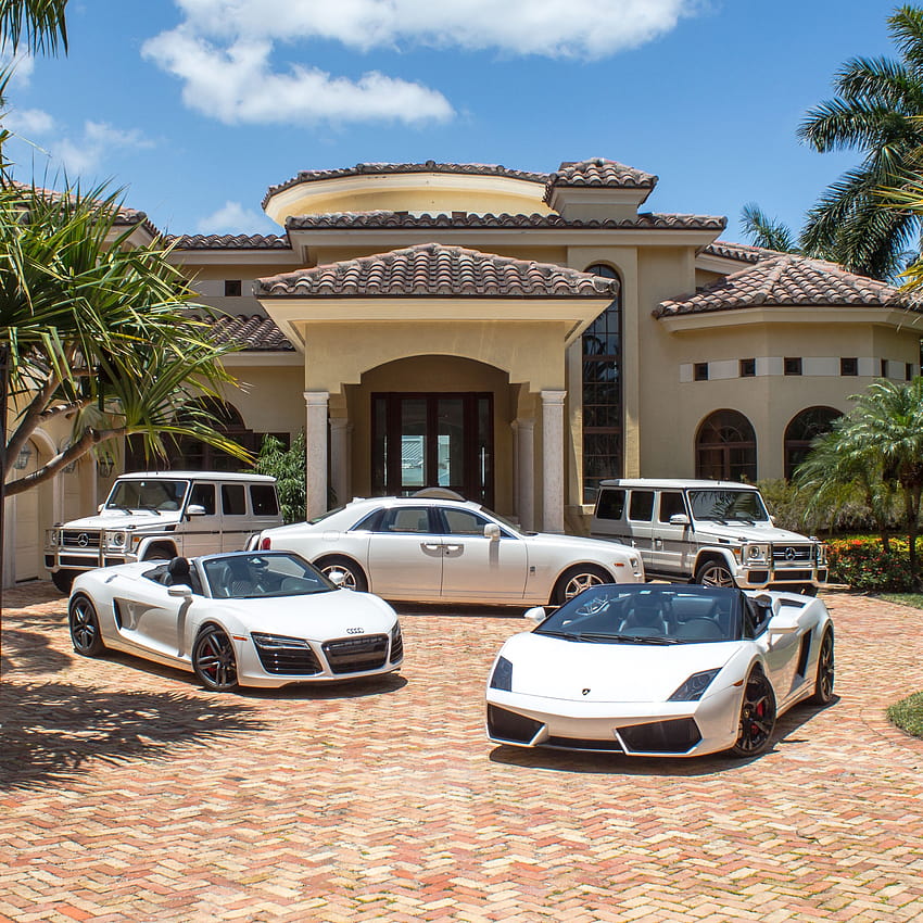 Exotic Mansions and Cars, mansion with cars HD phone wallpaper