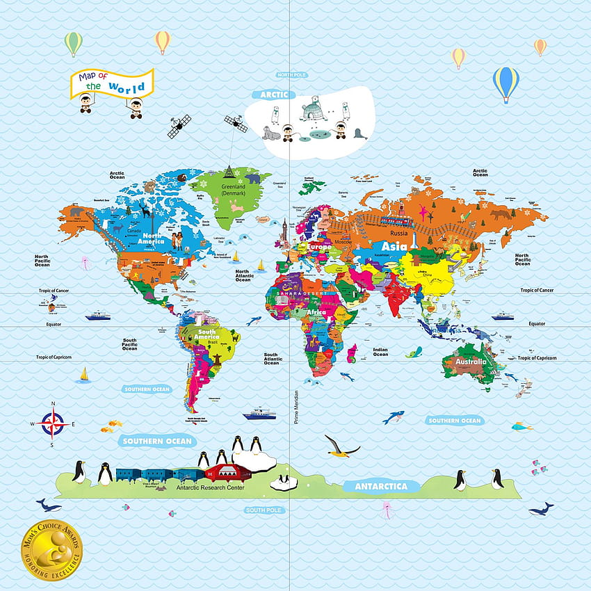 Carte du monde standard pour les enfants, carte de l'Inde Fond d'écran de téléphone HD