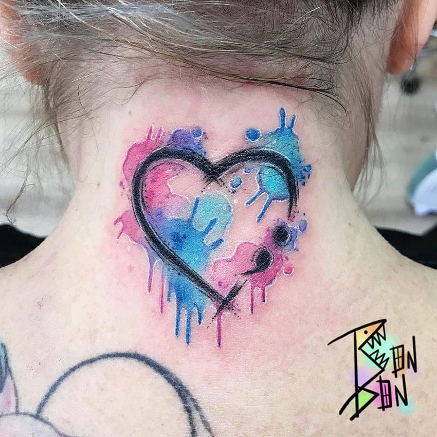 Teenage Girl With A Heart Tattoo Behind Ear On The Neck Stock Video   Download Video Clip Now  iStock
