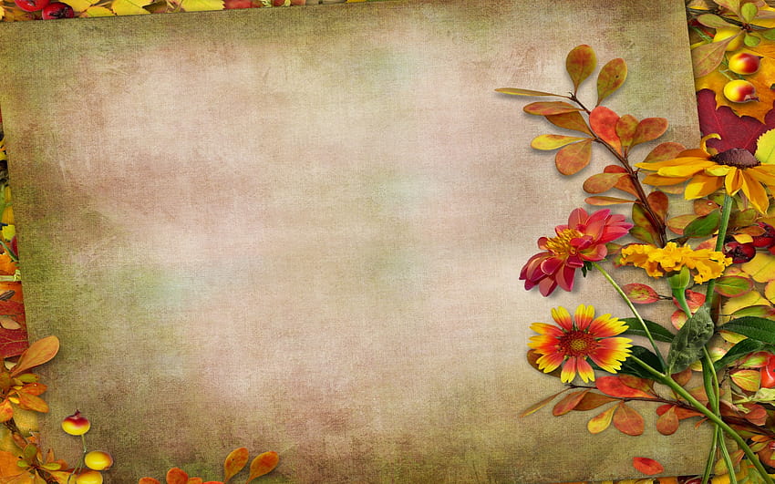 Autumn Vintage Backgrounds Leaves Autumn Leaves Berries Flowers [1680x1050] for your , Mobile & Tablet, autumn with flowers HD wallpaper