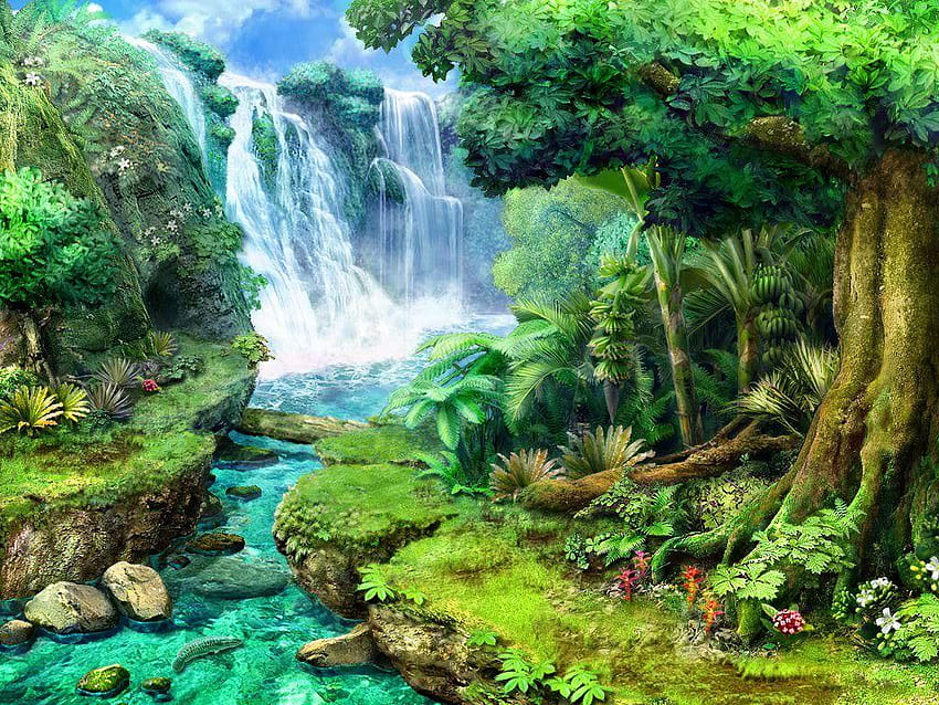 Tropical rainforest waterfall HD wallpapers | Pxfuel