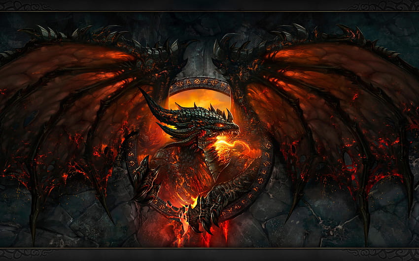 World Of Warcraft、ドラゴン デスウィング溶岩すごい火の世界、すごい叙事詩 高画質の壁紙
