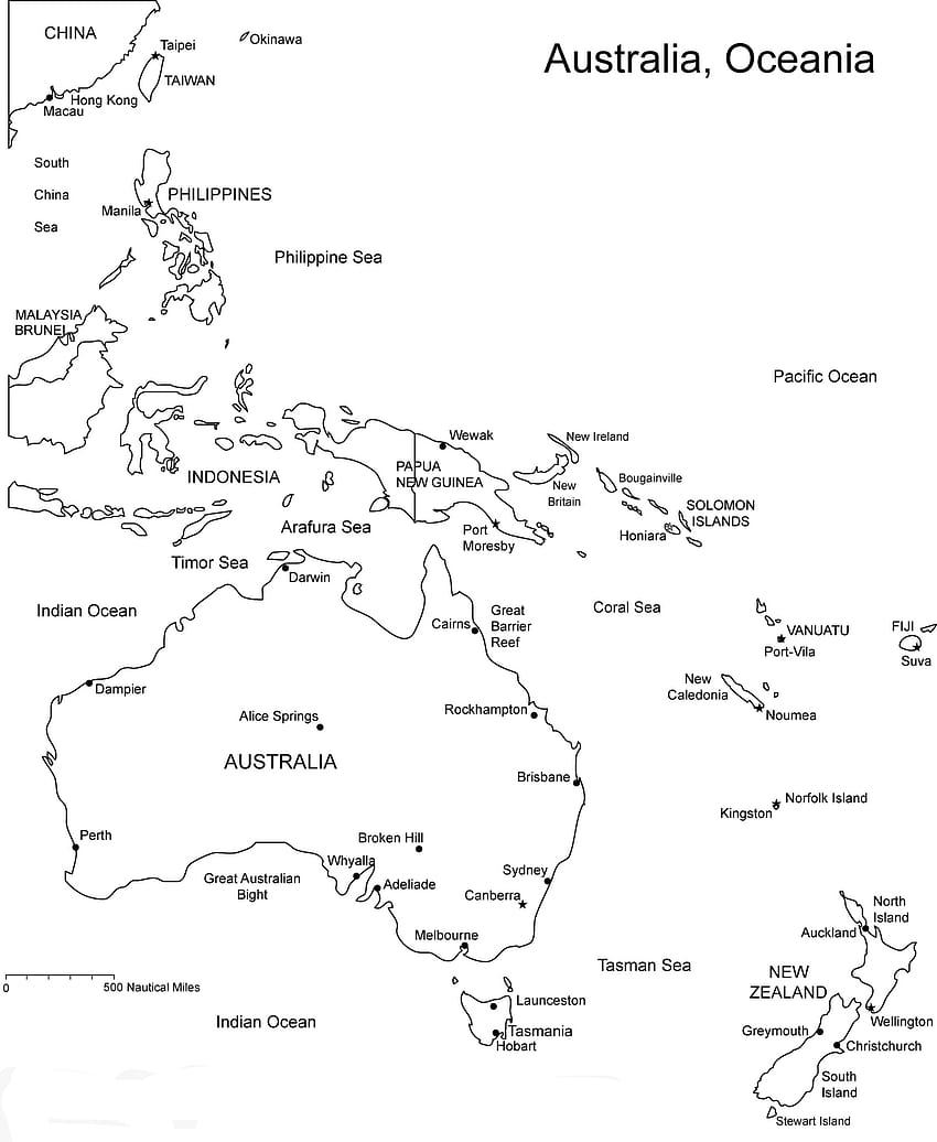 Mapa en blanco de Oceanía, mapa de Oceanía fondo de pantalla del teléfono