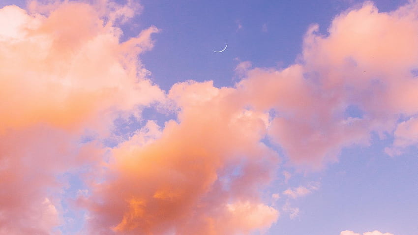 Pastel Blue And Pink Cloud Backgrounds 1920x1080, aesthetic pastel orange HD wallpaper