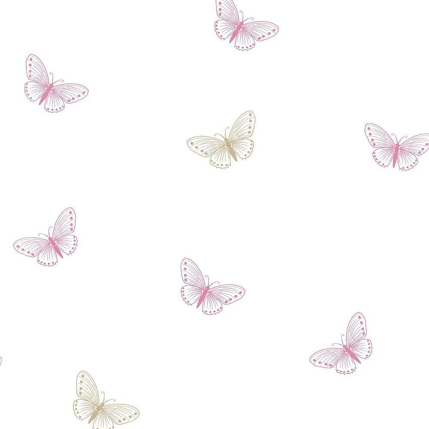 Designer Selection Flutter Butterfly White / Pink / Gold HD phone wallpaper
