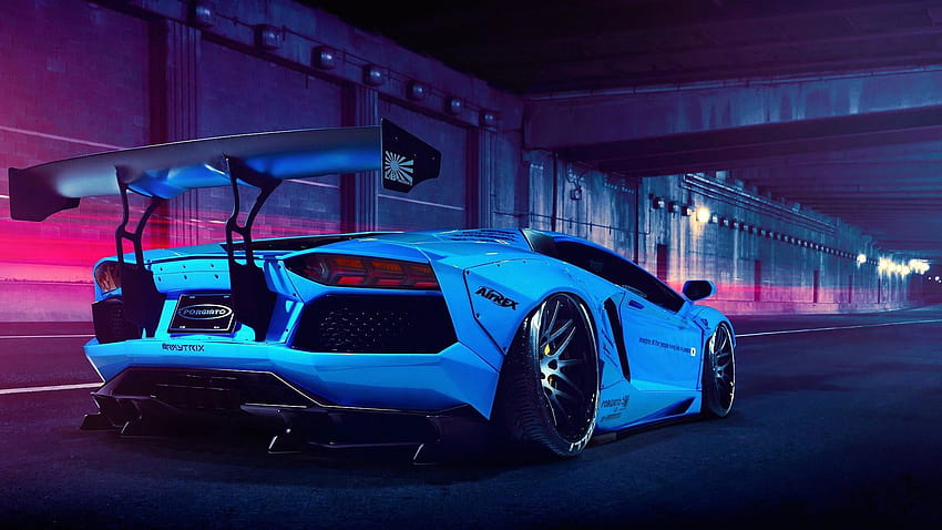 Car, White Car, Blue, Sports Car, Lamborghini • For You, blue sports car HD wallpaper