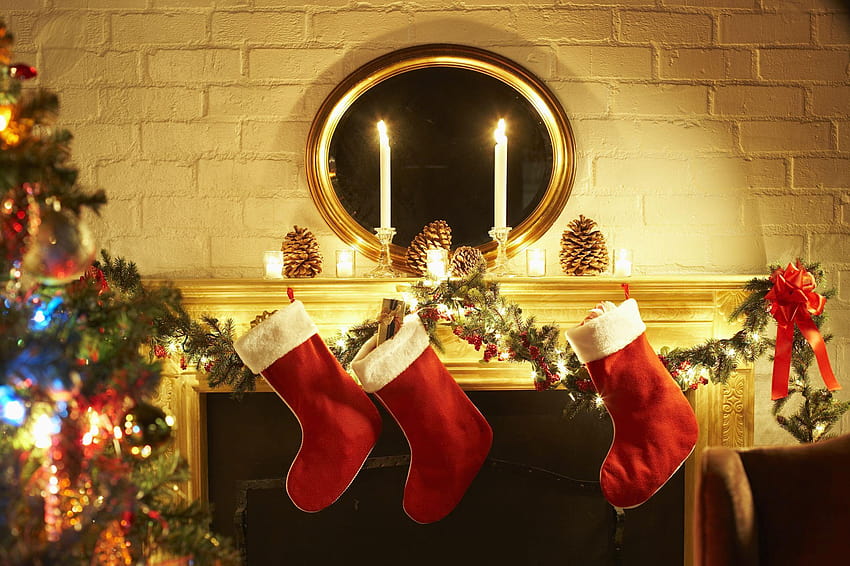 Christmas Stockings Fireplace Christmas Stocking Stock HD wallpaper ...