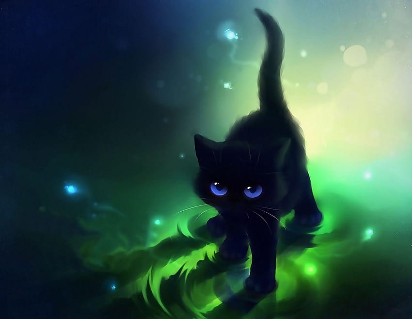 Cat with Green Eyes you tube, anime animals HD wallpaper | Pxfuel