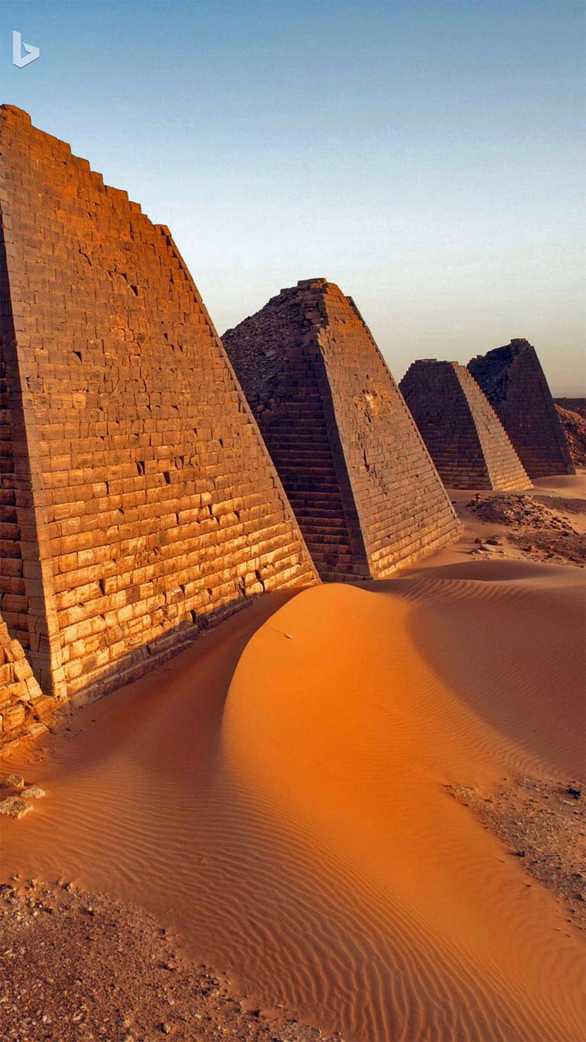 Pyramiden von Meroë, Sudan. Bing., Südsudan HD-Handy-Hintergrundbild