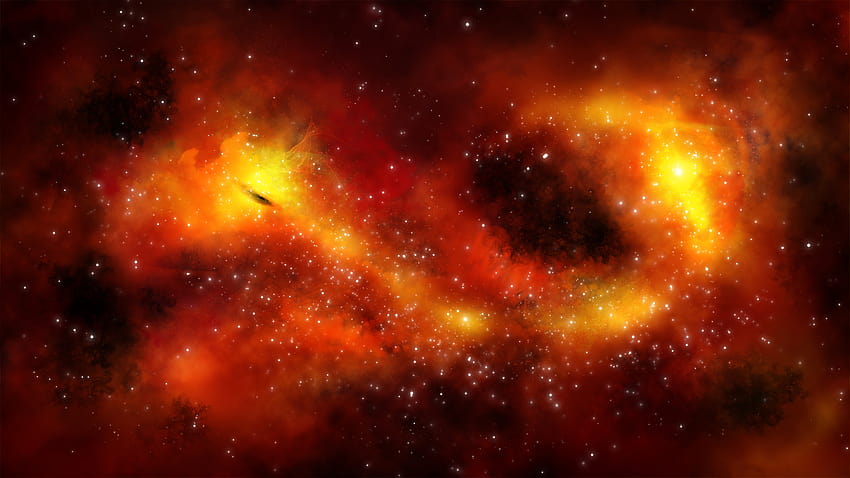 Bintang Emas Berkilau Seperti Api Di Galaksi Langit Wallpaper HD