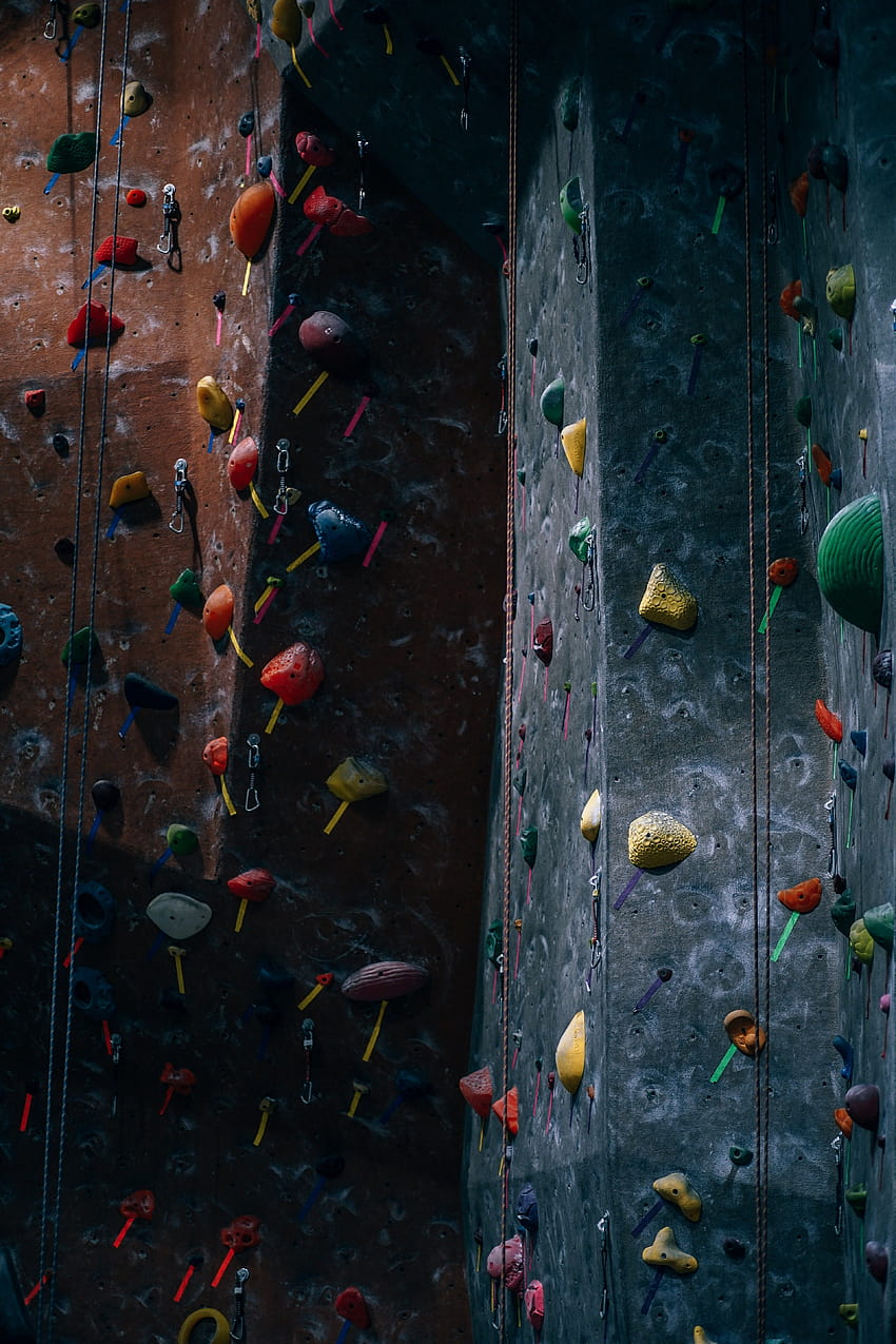 artificial rock climbing wall and backgrounds, indoor rock climbing phone HD phone wallpaper