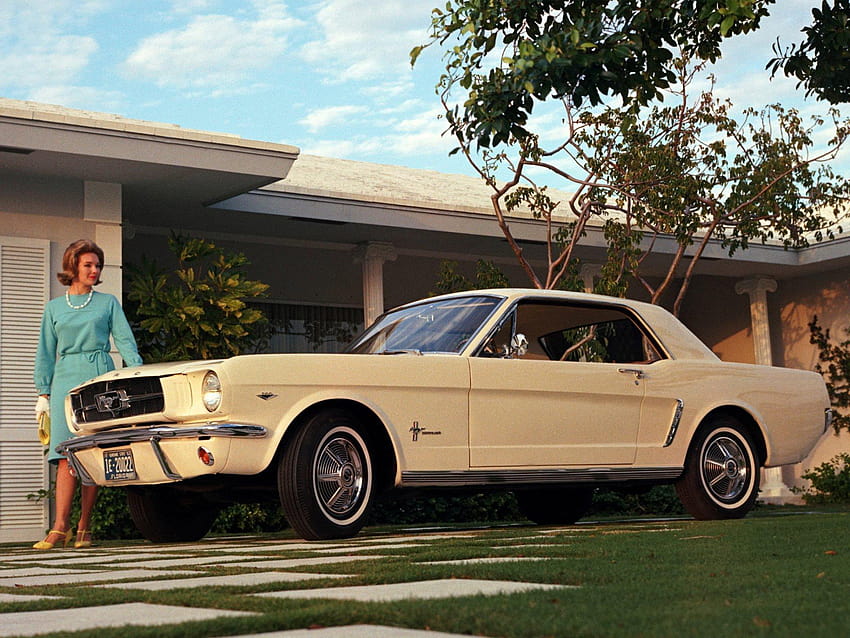 ford mustang coupe '1964 cream classics muscle car impian amerika Wallpaper HD