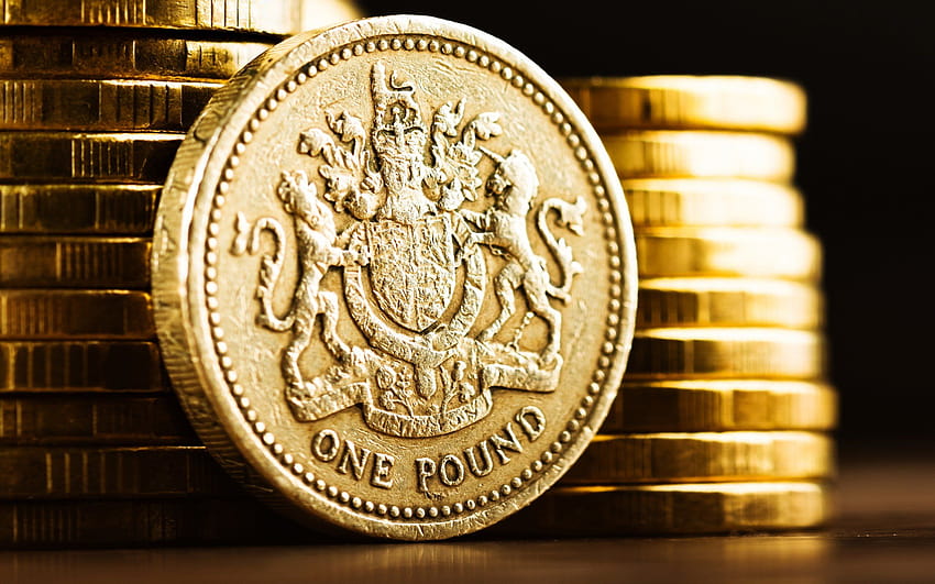 Pfund Sterling, Pfund, britisches Pfund, Pfund-Symbol, Münzen, Währung, britisches Geld, Geld mit einer Auflösung von 2560 x 1600. Hohe Qualität HD-Hintergrundbild