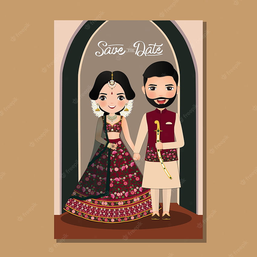 Kartun Pernikahan India wallpaper ponsel HD