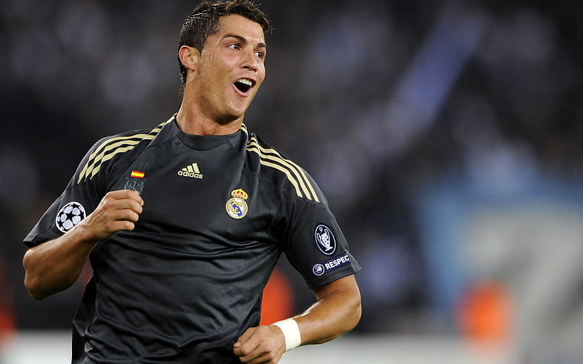 Cristiano Ronaldo black Real Madrid jersey HD wallpaper