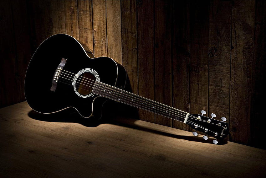 Black Acoustic Guitar HD wallpaper