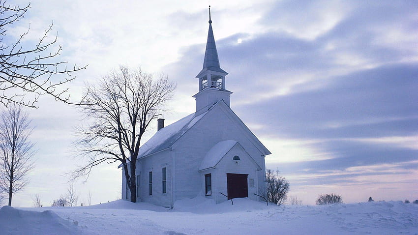 4 Winter Church Scenes, holiday chappel HD wallpaper