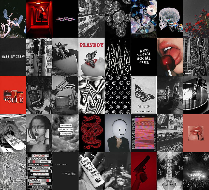 Grunge Wall Collage Kit, estetyczny kolaż muzyki grunge Tapeta HD