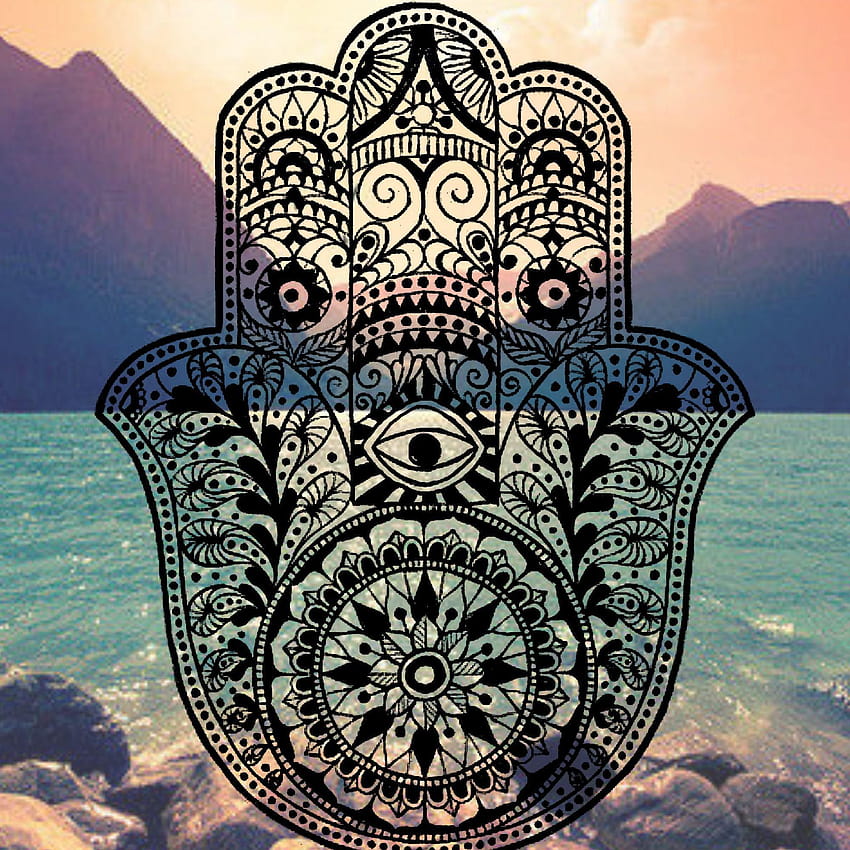 Hamsa iPhone Backgrounds mountain ocean tumblr evil eye hams hand, henna HD phone wallpaper