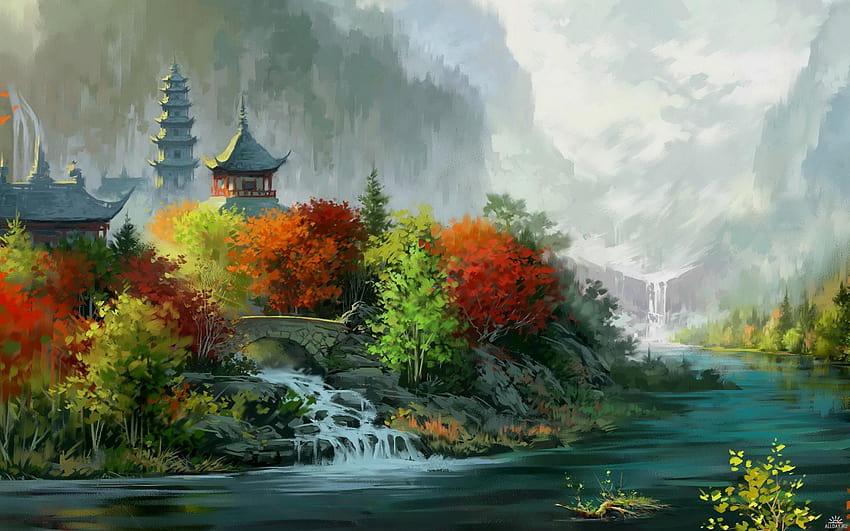 6 Chinese Landscape, chinese painting HD wallpaper