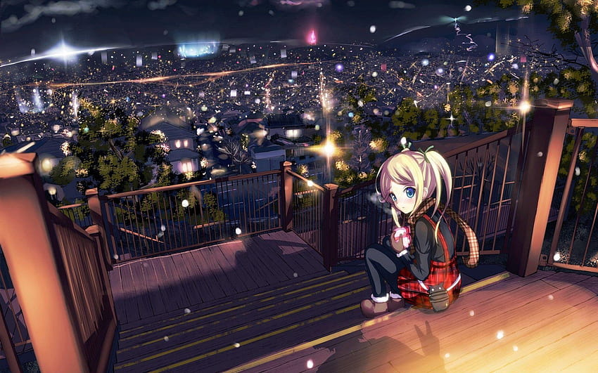 Allein Anime, Anime Stadtmädchen allein HD-Hintergrundbild