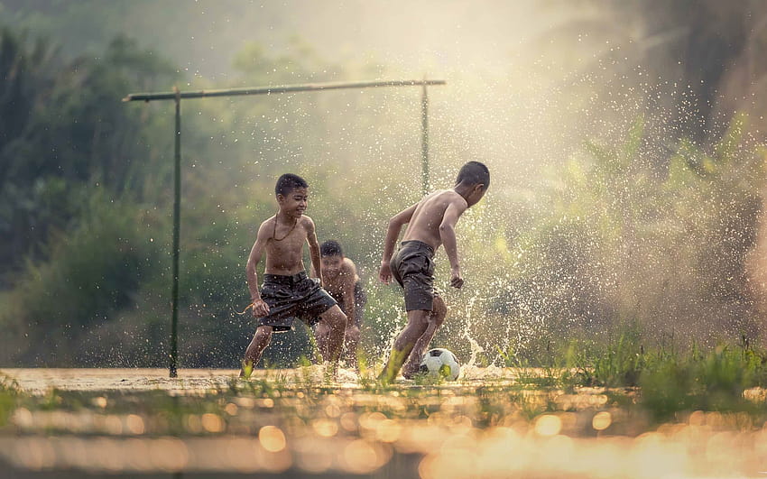 Asian Kids Playing Soccer Mac HD wallpaper