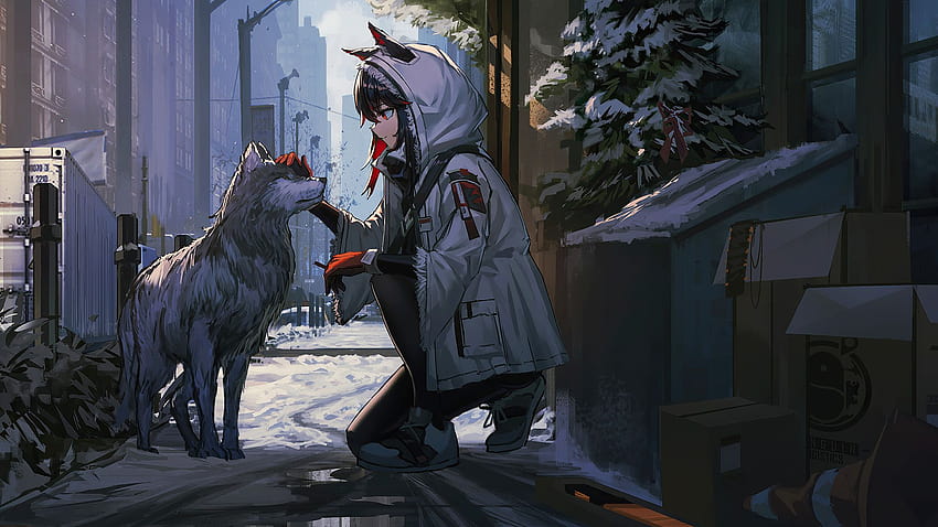 2048x1152 Anime Girl Petting Dog 2048x1152 Resolution , Backgrounds, and, cute puppy anime HD wallpaper