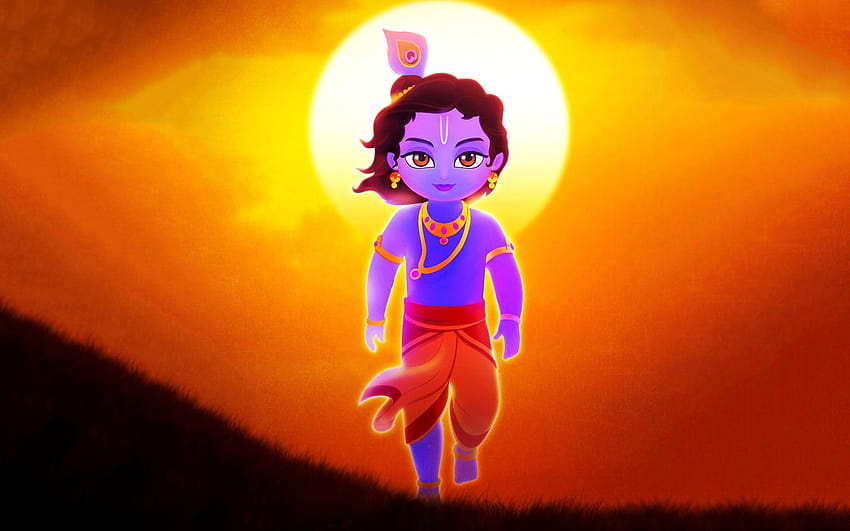 Ilustrasi Lord Krishna, anime krishna dalam kartun Wallpaper HD