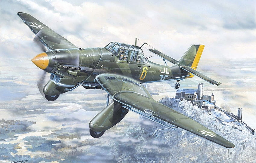 Германия, живопис, Юнкерс, ВВС, Ju.87A Stuka HD тапет