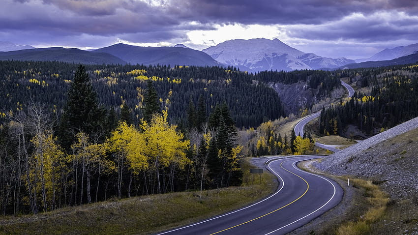 Curved Roadways Between Mountain Under Cloudy Sky Nature HD wallpaper