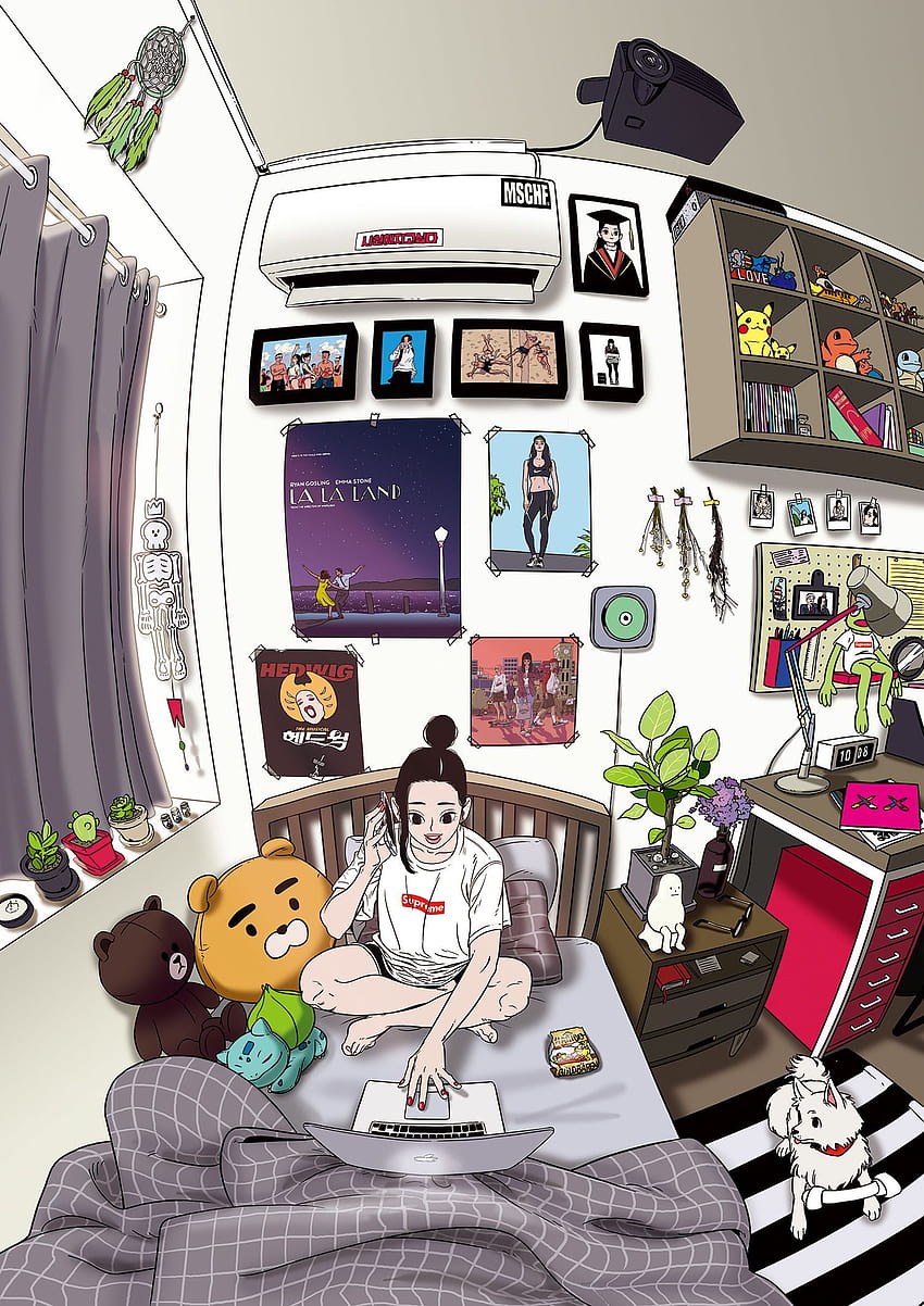 Aesthetic Anime Bedroom โพสต์โดย Sarah Cunningham อาร์ตเวิร์กห้องอนิเมะ วอลล์เปเปอร์โทรศัพท์ HD