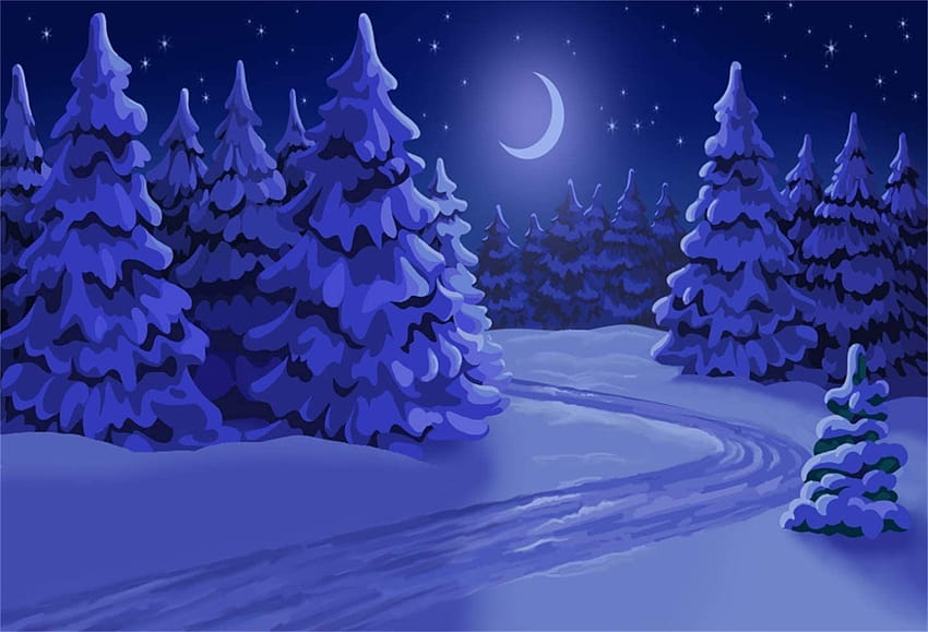 Amazon : Laeacco 10x7ft Cartoon Snowy Forest Frosty Trees Bending Road Nightscape Telón de Vinilo Año Nuevo Navidad s Niño Niños Retrato Shoot Snowscape Familia Año Nuevo Fiesta: Electronics, christmas road fondo de pantalla