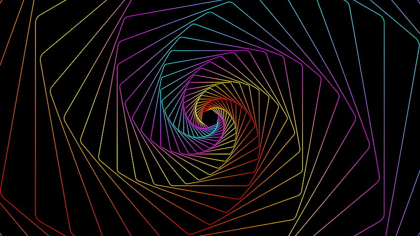 Спирала, линии на дъгата, черен фон, абстрактно 7680x4320 U, вихър на дъгата HD тапет