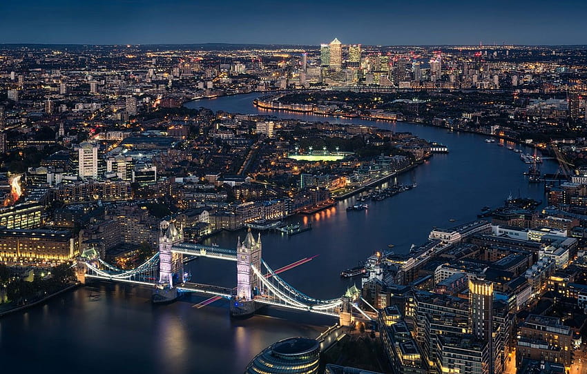 notte, Tower Bridge, Londra, Inghilterra, Tamigi, paesaggio urbano, scena urbana, sezione город Sfondo HD