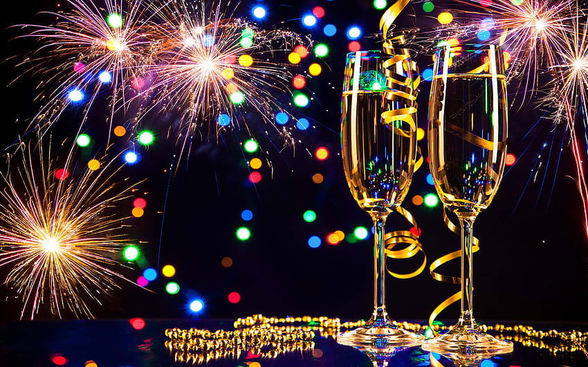 Happy New Year 2021 Glasses Of Champagne And Fireworks For Mobile Phones And Laptops 2880x1800 : 13 HD wallpaper