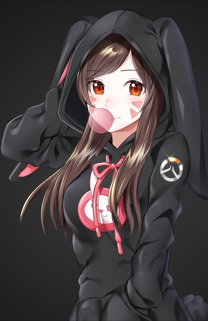mulher de anime vestindo ilustração de fantasia de coelho preto meninas de anime, anime de roupa de coelho Papel de parede de celular HD